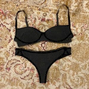 Dolce & Gabbana Black Polka Dot Bra Set